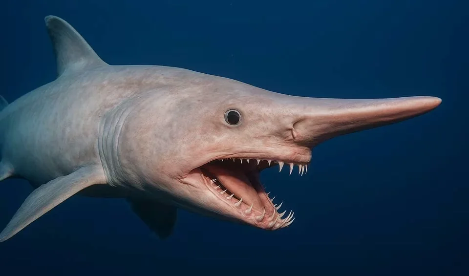Goblin shark showing its protruding jaws